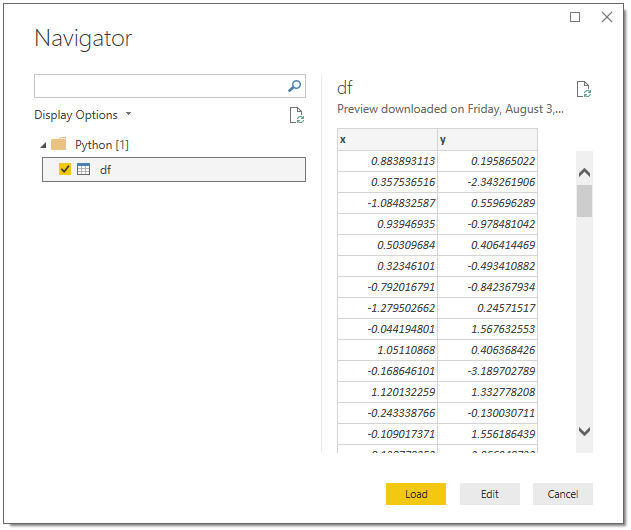 Fig. Python script interface in Power BI